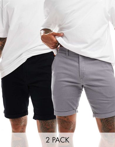 Confezione da 2 paia di pantaloncini chino grigi e neri - Jack & Jones - Modalova