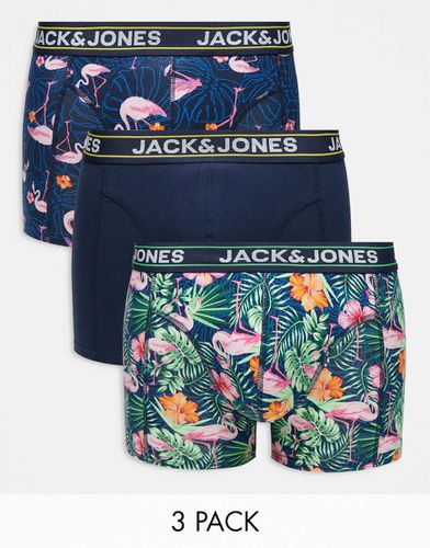 Confezione da 3 boxer aderenti color a fiori - Jack & Jones - Modalova