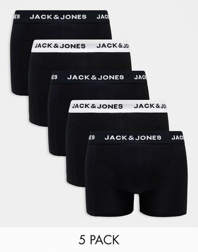 Confezione da 5 paia di boxer aderenti neri con elastico in vita bianco e - Jack & Jones - Modalova