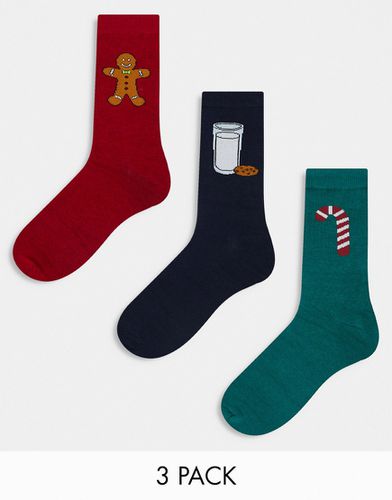 Confezione regalo con 3 paia di calzini con stampa natalizia - Jack & Jones - Modalova