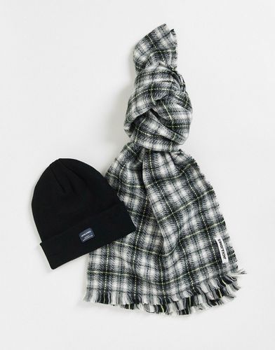 Confezione regalo con berretto e sciarpa e grigio a quadri - Jack & Jones - Modalova