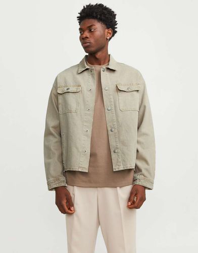 Giacca bomber squadrata beige in denim - Jack & Jones - Modalova