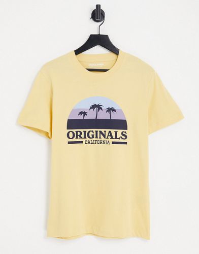Originals - T-shirt gialla con stampa rétro sul davanti - Jack & Jones - Modalova