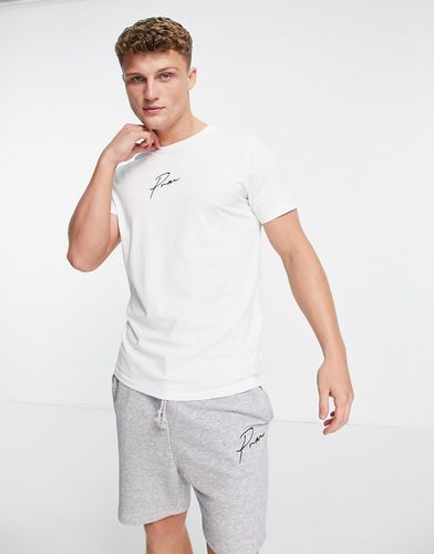 Premium - Completo da casa con T-shirt e pantaloncini bianco e grigio con logo scritto - Jack & Jones - Modalova
