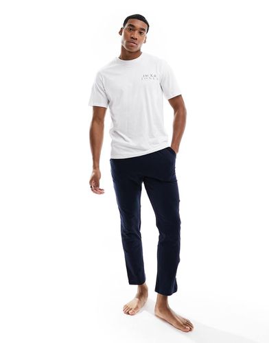 Set da casa bianco e blu navy con logo - Jack & Jones - Modalova