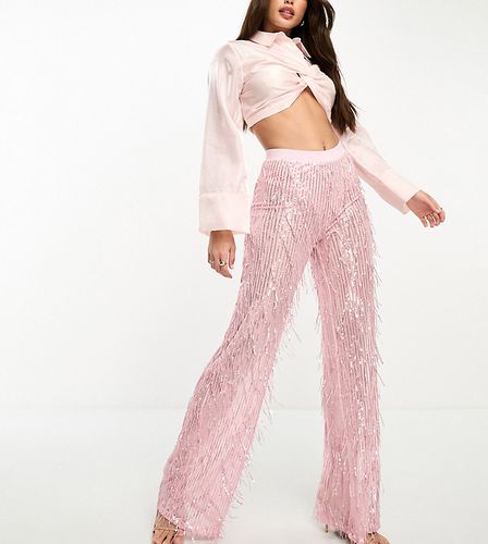 Pantaloni rosa con frange e paillettes - Jaded Rose Tall - Modalova