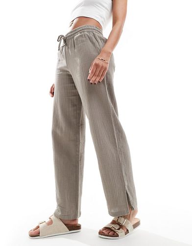 Pantaloni in mussola con fondo ampio color tortora - JDY - Modalova