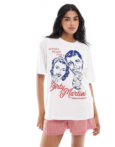 T-shirt oversize bianca con stampa "Dirty martini" - JJXX - Modalova