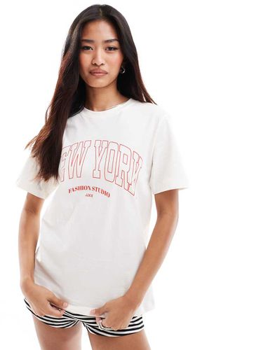 T-shirt bianca con stampa "New York" sul petto - JJXX - Modalova