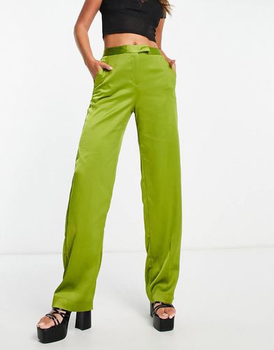 Pantaloni sartoriali a vita alta in raso lime - JJXX - Modalova