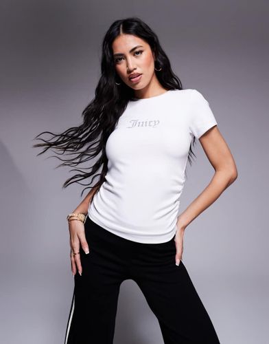 T-shirt froncé avec logo orné de strass - Juicy Couture - Modalova