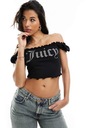 Top con scollo alla Bardot e strass - Juicy Couture - Modalova