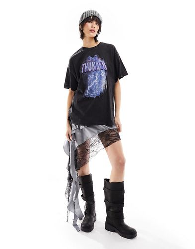 T-shirt slavato con strass e stampa Thunder - ONLY - Modalova