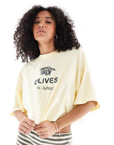 T-shirt crop top à imprimé olives - Babeurre - Only - Modalova