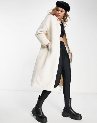Cappotto taglio lungo in pile color crema con zip - ONLY - Modalova
