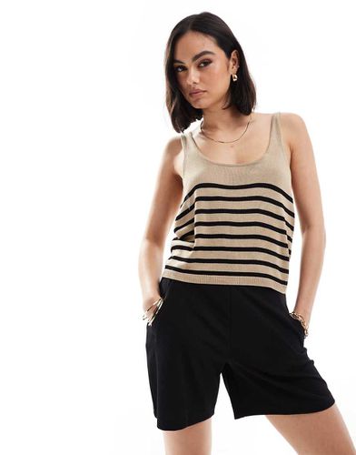 Crop top in maglia beige e nero a righe - ONLY - Modalova