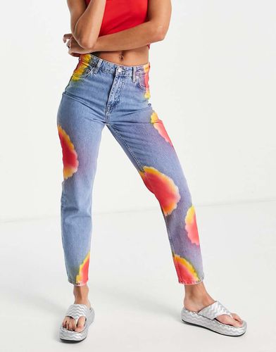 Jeans dritti azzurri a vita alta con dettagli effetto tie-dye - ONLY - Modalova