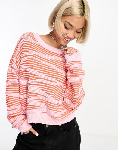 Maglione testurizzato rosa e arancione con stampa - ONLY - Modalova
