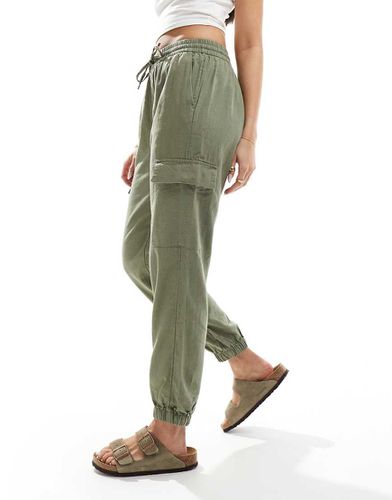 Pantaloni cargo kaki in misto lino - ONLY - Modalova