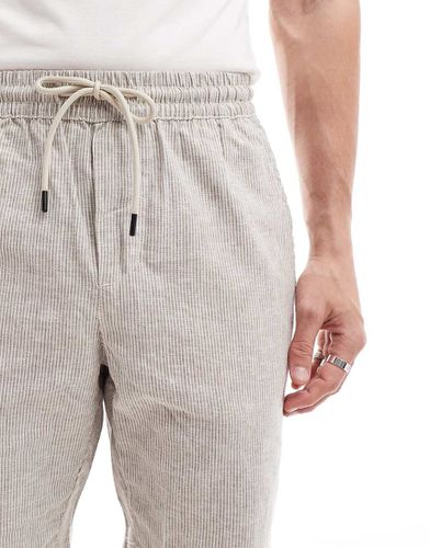 Pantaloncini in misto lino beige a righe in coordinato - ONLY & SONS - Modalova