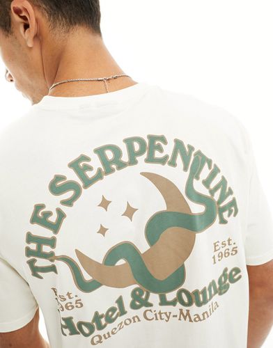 T-shirt comoda beige con stampa "Serpentine" - ONLY & SONS - Modalova