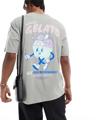 T-shirt décontracté avec imprimé glace au dos - Gris - Only & Sons - Modalova