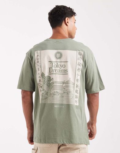 T-shirt décontracté avec imprimé Tokyo au dos - Sauge - Only & Sons - Modalova