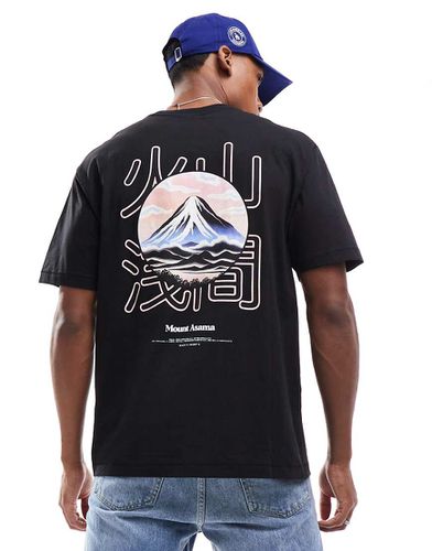 T-shirt oversize nera con stampa di montagna sul retro - ONLY & SONS - Modalova