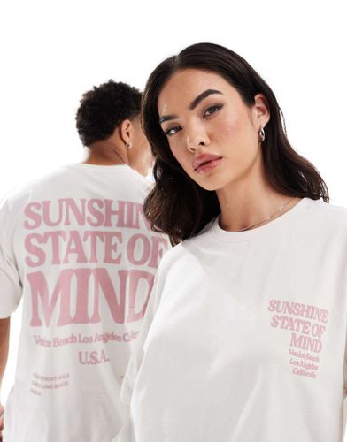 T-shirt vestibilità comoda bianca con stampa "Sunshine" sul retro - ONLY & SONS - Modalova