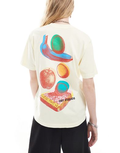 T-shirt scuro con logo e frutta - Obey - Modalova