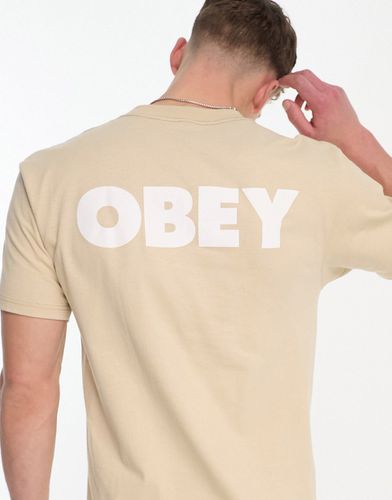 T-shirt beige con logo grande sul retro - Obey - Modalova