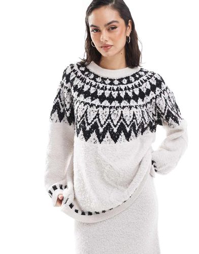 Maglione soffice color crema con motivo Fair Isle in coordinato - Object - Modalova