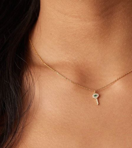 Collana placcata 18 k con charm a forma di chiave con pavé - Orelia - Modalova