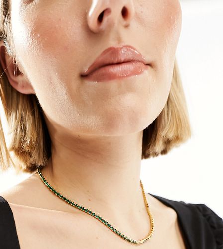 Collana placcata con cristalli verde smeraldo stile tennis - Orelia - Modalova