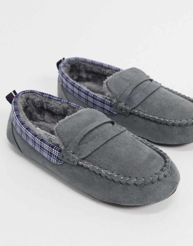 Pantofole grigie stile mocassino con colletto a quadri - Original Penguin - Modalova