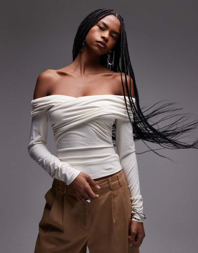 Top en jersey à épaules dénudées drapées - cassé - Other Stories - Modalova