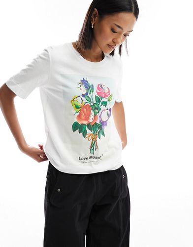 T-shirt con stampa di rose - Love Moschino - Modalova