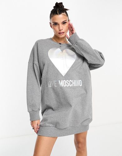 Vestito maglia a maniche lunghe con logo e cuore - Love Moschino - Modalova
