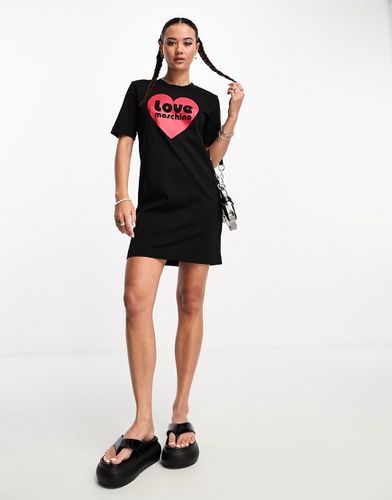 Vestito T-shirt con cuore in velour - Love Moschino - Modalova