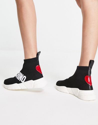 Sneakers a calza con logo nere - Love Moschino - Modalova