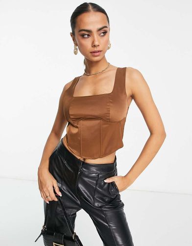 Crop top a corsetto in raso - Lola May - Modalova