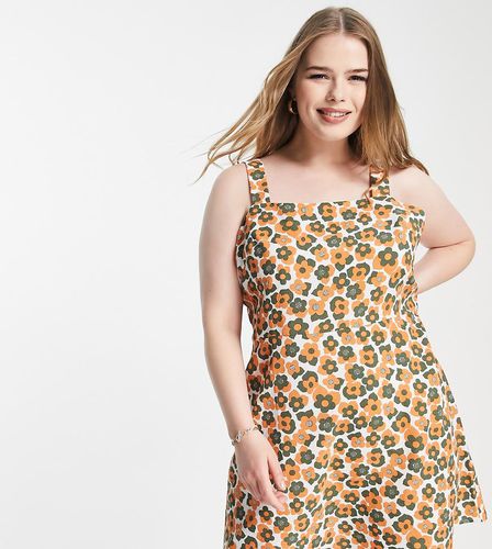 Lola May Plus - Vestito con spalline sottili corto a fiori rétro - Lola May Curve - Modalova