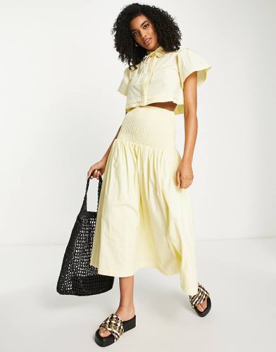 Gonna lunga con vita arricciata limone in coordinato - Lost Ink - Modalova