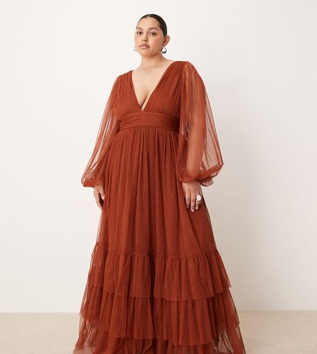 Madison - Robe longue de demoiselle d'honneur à manches longues - Rouille - Lace & Beads Plus - Modalova