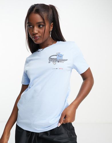 X Bridgerton - T-shirt azzurra con logo - Lacoste - Modalova