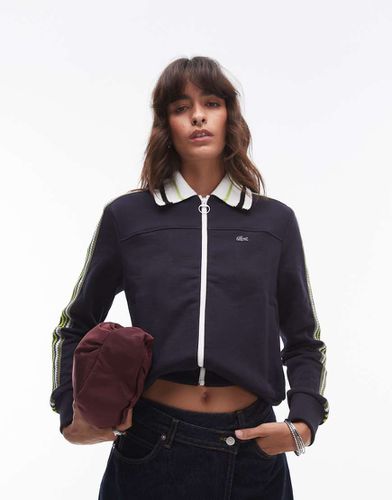 Giacca sportiva nera con zip e righe - Lacoste - Modalova