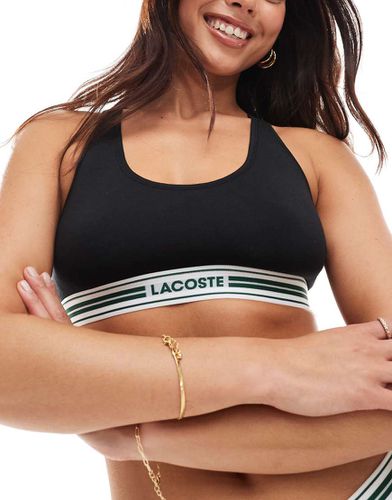 Heritage - Brassière nera con logo e dorso a vogatore - Lacoste - Modalova