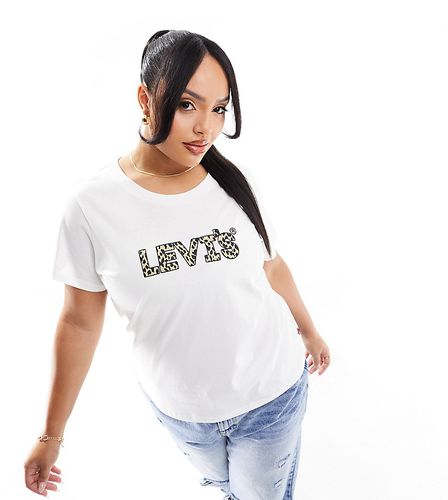 Plus - Perfect - T-shirt bianca con logo sul petto leopardato - Levi's - Modalova