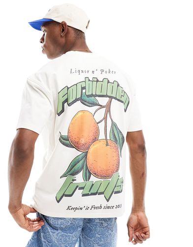 T-shirt oversize bianca con stampa di frutta sul retro - Liquor N Poker - Modalova