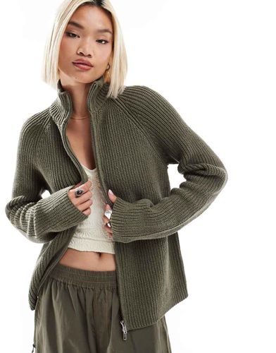 Cardigan a coste con zip bidirezionale - Monki - Modalova